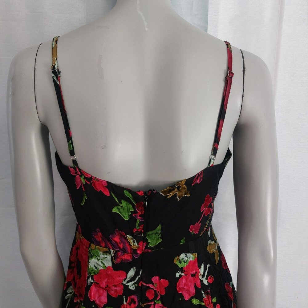 Lulus Black Floral Burnout Sleeveless Midi Cocktail Dress Medium Date Night NEW - Picture 5 of 12